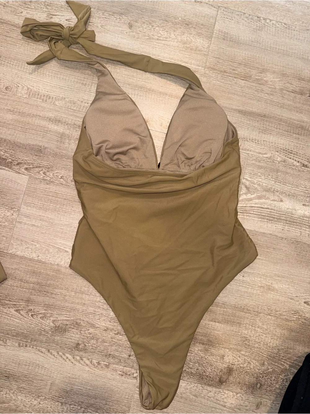 Halter Neck One Piece Swimsuit With Metal Ring Detail - Medium